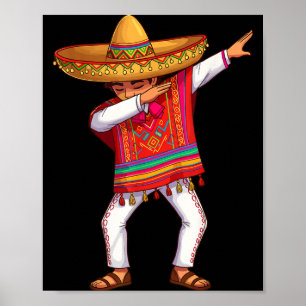 Mexikanischer Junge macht Dabbing mit Poncho, lust Poster