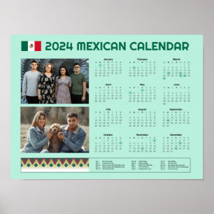Mexikanischer Kalender 2024   Calendario México Ed Poster
