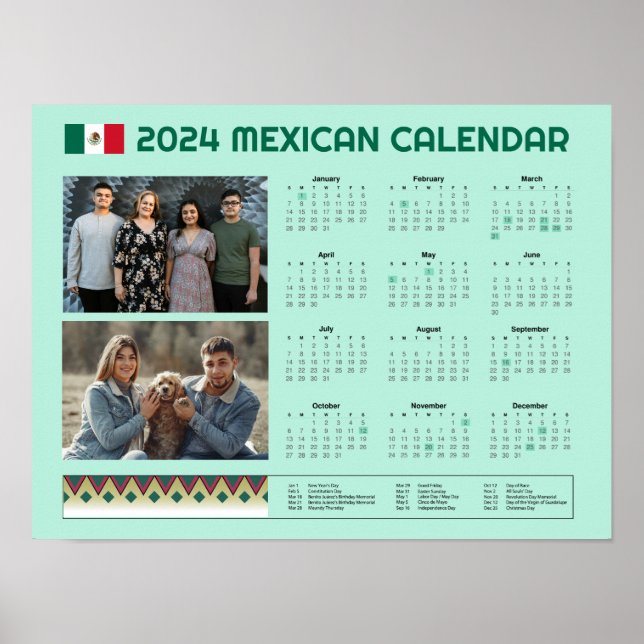Mexikanischer Kalender 2024 | Calendario México Ed Poster (Vorne)
