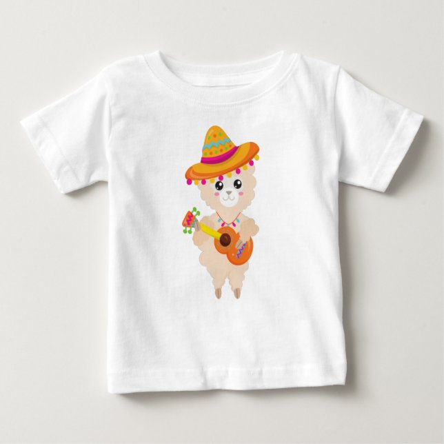 mexikanischer Lama, Niedlicher Llama, Sombrero, Gi Baby T-shirt (Vorderseite)