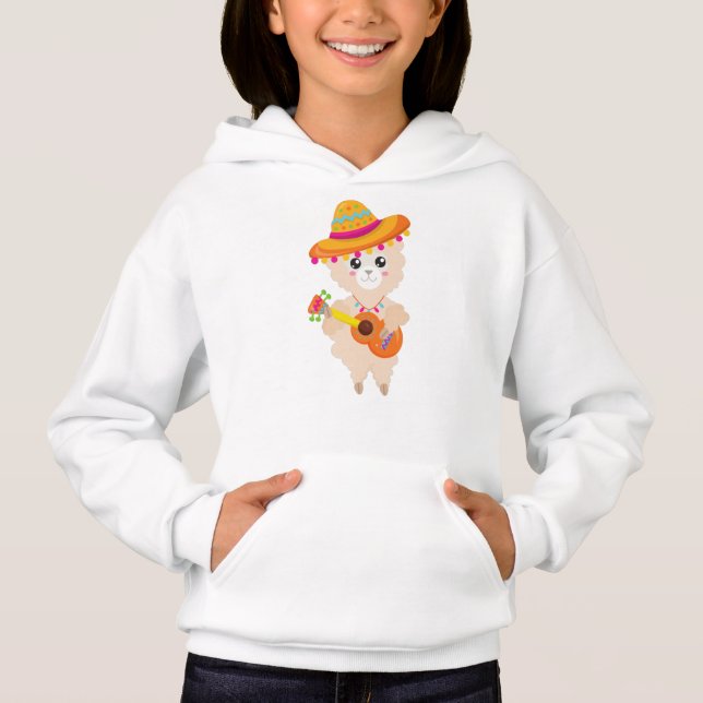 mexikanischer Lama, Niedlicher Llama, Sombrero, Gi Hoodie (Vorderseite)