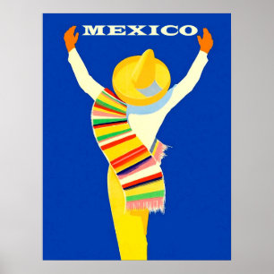 Mexikanischer Mann in Sombrero und Volkskleider Poster