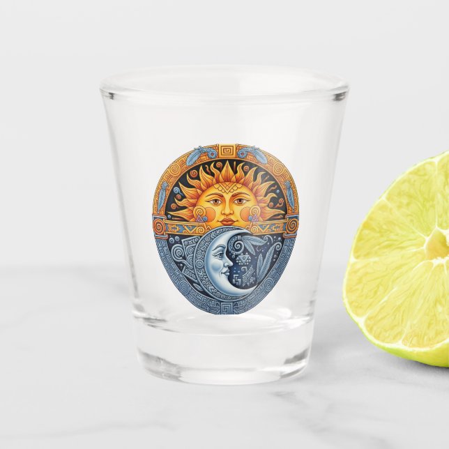 Mexikanischer Mond und Sonne Schnapsglas (Vorderseite)
