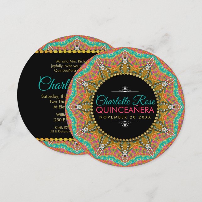 Mexikanischer Perlhühner Gold Sonnenblume Geburtst Einladung (Vorne/Hinten)