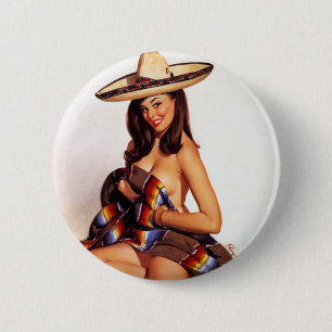 Mexikanischer Pin Up Button