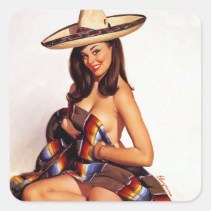 Mexikanischer Pin Up Quadratischer Aufkleber