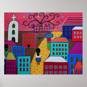MEXIKANISCHER PUEBLO III STADTPRISARTEN POSTER