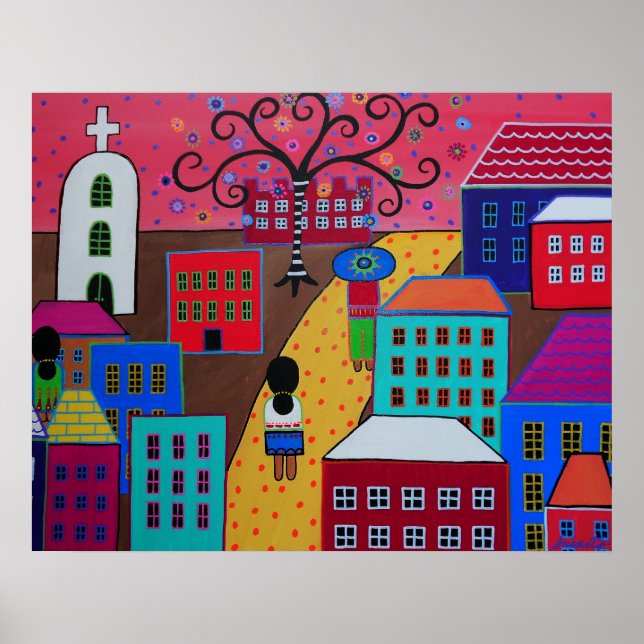 MEXIKANISCHER PUEBLO III STADTPRISARTEN POSTER (Vorne)