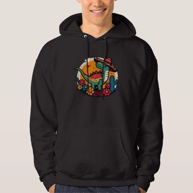 Mexikanischer Rex-Dinosaur Cinco De Mayo Hoodie (Vorderseite)