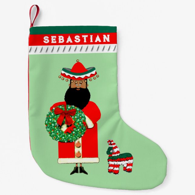 mexikanischer Santa Kleiner Weihnachtsstrumpf (Vorderseite)