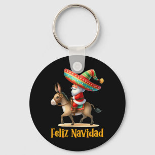 Mexikanischer Santa reitet auf einem Esel Weihnach Schlüsselanhänger