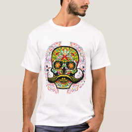 Mexikanischer Schädel mit Symbol und Schnurrbart T-Shirt