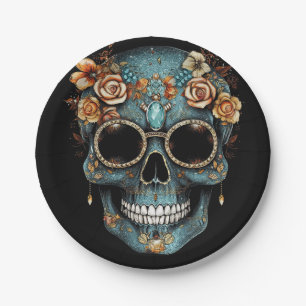 Mexikanischer Schädeltag der Toten Dia De Muerto Pappteller