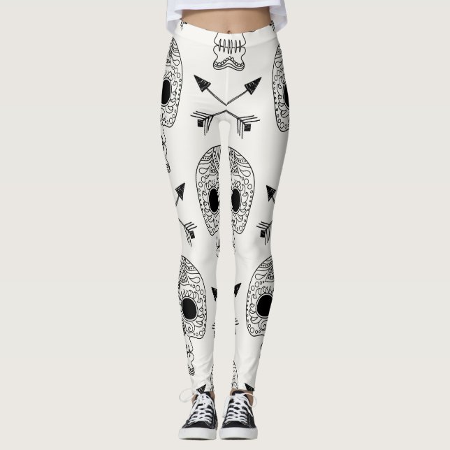 Mexikanischer Schädeltag Leggings (Vorderseite)
