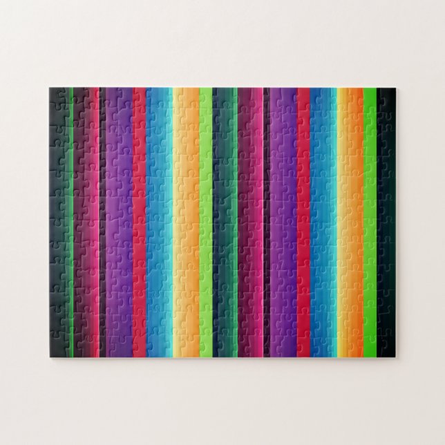 Mexikanischer Serape Green Red Lila Blue Mais Pink Puzzle (Horizontal)