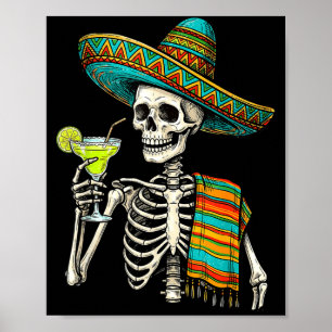 Mexikanischer Skelett-Sombrero Cinco de Mayo Mexik Poster