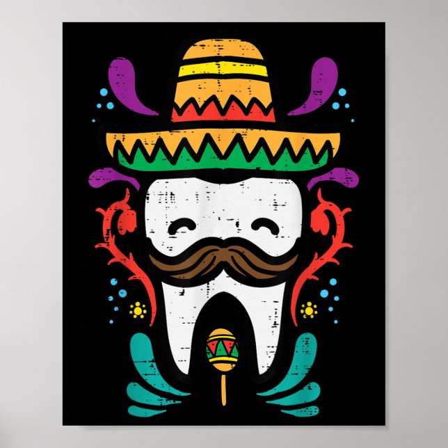 Mexikanischer Stand Funny Cinco De Mayo Dentist De Poster (Vorne)