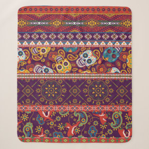 Mexikanischer Stil traditionelles Stoff-Patchwork Sherpadecke