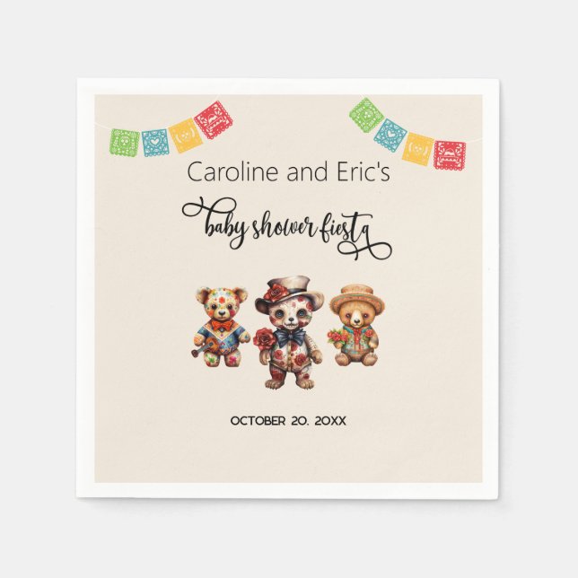 Mexikanischer Tag der Dead Baby Shower Fiesta Serviette (Vorderseite)
