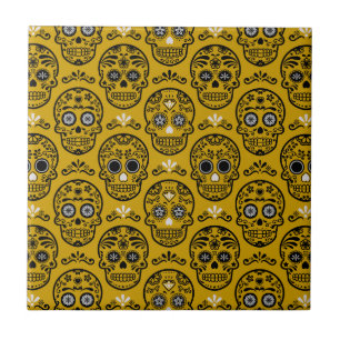 Mexikanischer Tag der Toten Calavera Blumiger Tote Fliese