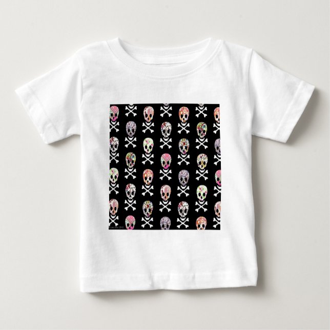 Mexikanischer Tag der Toten Schädelknochen Baby T-shirt (Vorderseite)