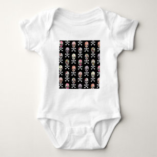 Mexikanischer Tag der Toten Totenkopf Kreuzknochen Baby Strampler
