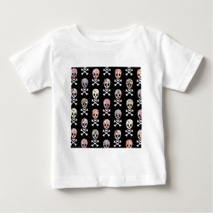 Mexikanischer Tag der Toten Totenkopf Kreuzknochen Baby T-shirt