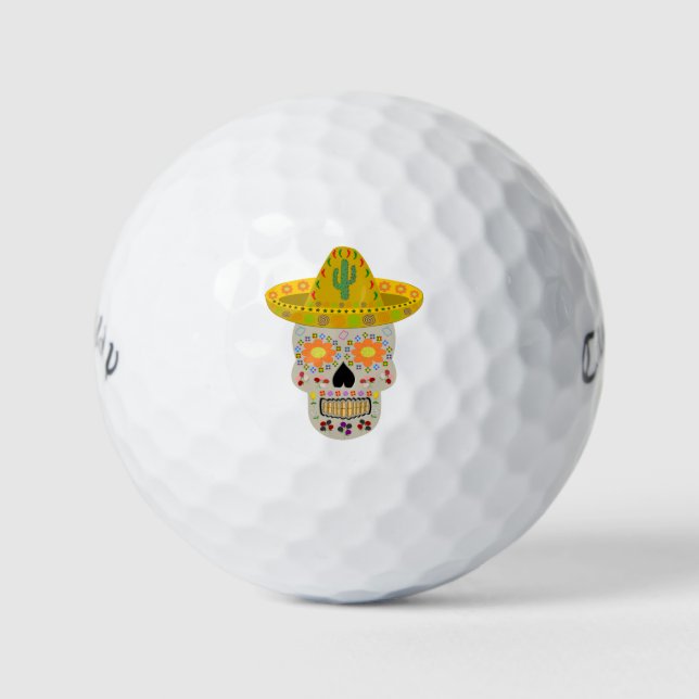 Mexikanischer Tag des Toten Schädels Golfball (Vorderseite)