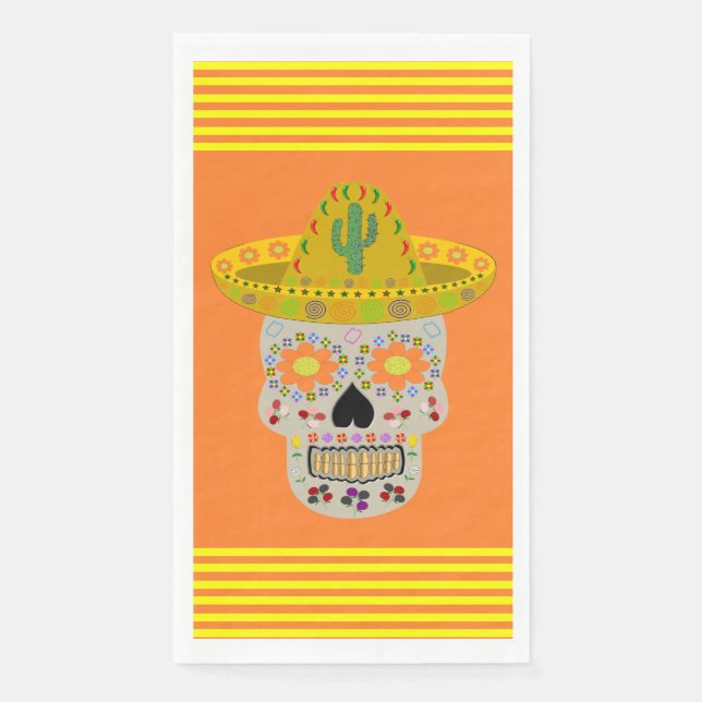 Mexikanischer Tag des Toten Schädels Serviette (Vorderseite)