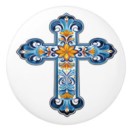 Mexikanischer Talavera-Kreuz-Keramikknopf Keramikknauf
