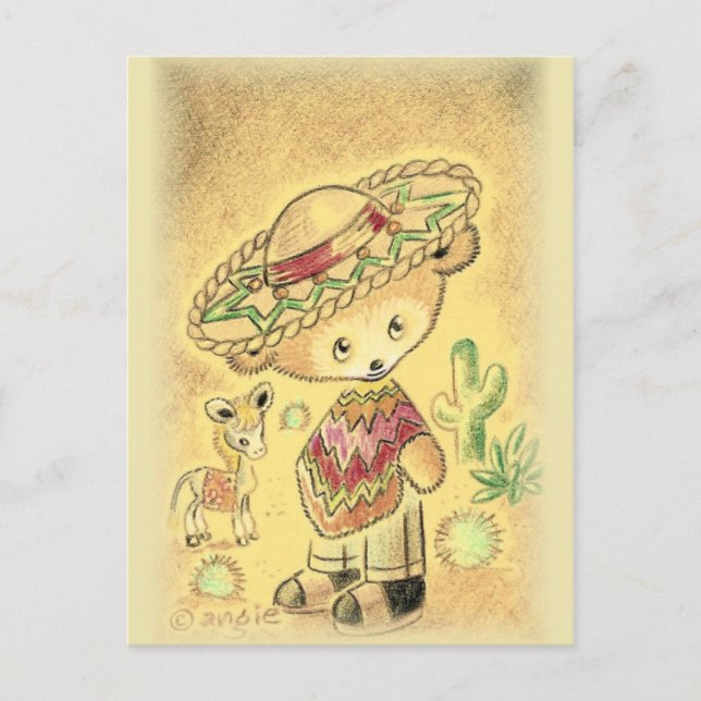 Mexikanischer Teddybär in Sombrero Postkarte (Vorderseite)
