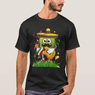 Mexikanischer Tennisball-Sombrero-Gitarre Cinco De T-Shirt