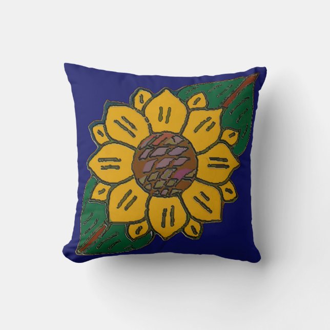Mexikanischer Tile Sonnenblume Kissen (Vorderseite)