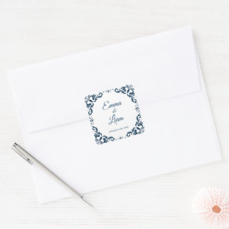 Mexikanischer Ton-Hochzeitsaufkleber – Papel Picad Quadratischer Aufkleber