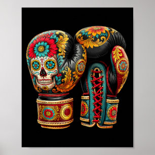 Mexikanischer Totenkopf-Zucker-Boxhandschuh Azteke Poster