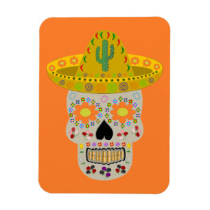 Mexikanischer Totenkopf zum Tag der Toten Magnet