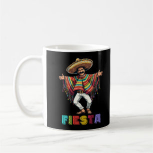 Mexikanischer Typ in Poncho tanzt Fiesta Cinco de Kaffeetasse