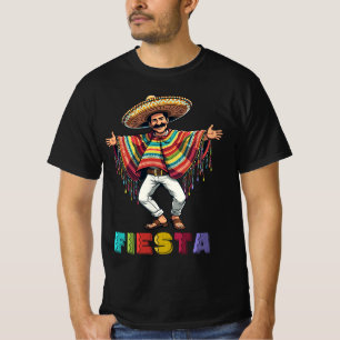 Mexikanischer Typ in Poncho tanzt Fiesta Cinco de T-Shirt