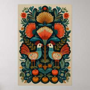 Mexikanischer Volks kunst Vogel Giclée-Druck Baum Poster
