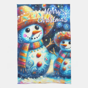Mexikanischer Volkskunst Snowmen Schneemänner Schn Geschirrtuch