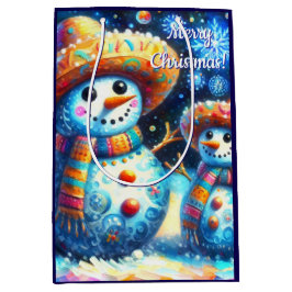 Mexikanischer Volkskunst Snowmen Schneemänner Schn Mittlere Geschenktüte