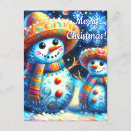 Mexikanischer Volkskunst Snowmen Schneemänner Schn Postkarte