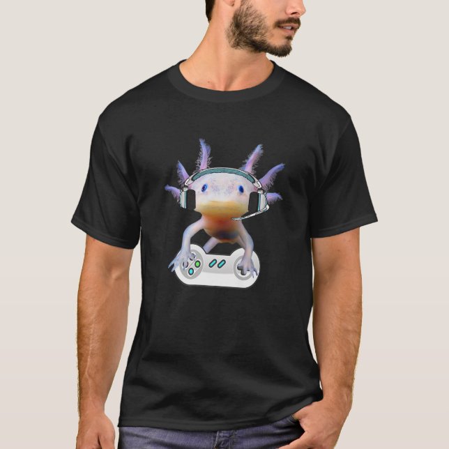 Mexikanischer Wanderfisch-Gamer Axolotl Fisch Spie T-Shirt (Vorderseite)