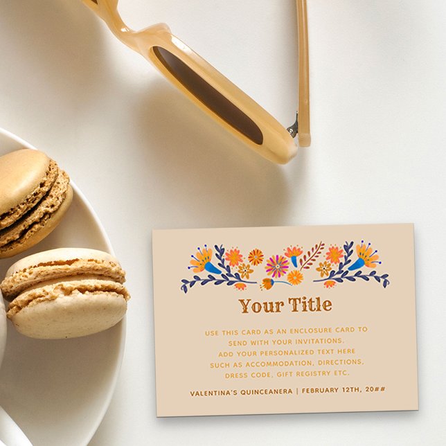 mexikanischer Western Typografie Begleitkarte (Reception Card with western theme from my Mexican Floral Quinceanera collection)