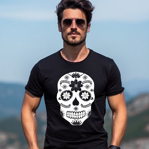 Mexikanischer Zuckerschädel 2 Schwarz-Weiß Herren T-Shirt