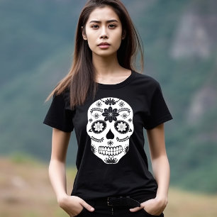 mexikanischer Zuckerschädel 2 Schwarz-Weiß-T - Shi T-Shirt