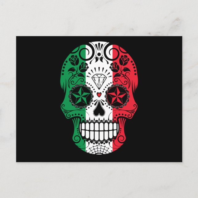 Mexikanischer Zuckerschädel, Cinco De Mayo Skull Postkarte (Vorderseite)