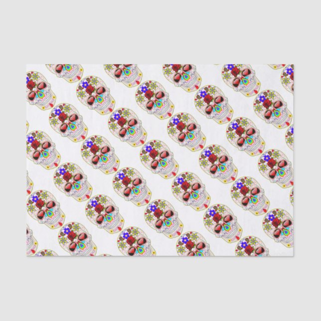 MEXIKANISCHER ZUCKERschädel Seidenpapier (Vorderseite)