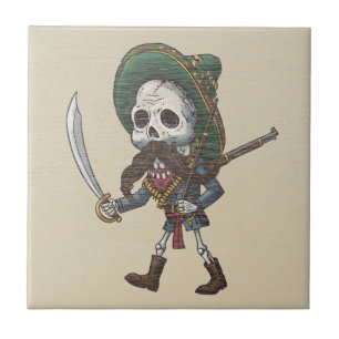 Mexikanisches Banditen-Skelett - Vintage-Kunst Ker Fliese