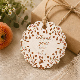 Mexikanisches Beige Terrakotta Hochzeits-Dankeschö Geschenkanhänger